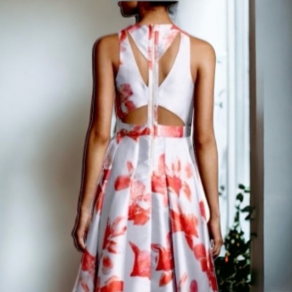 Sachin & Babi Noir Sleeveless Floral Jacquard Cut-Out Back High-Low Dress - Picture 3 of 12